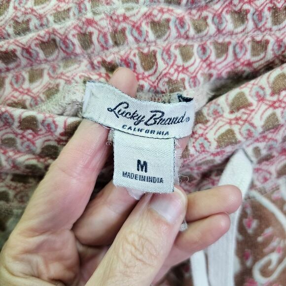 Lucky Brand Tan Geometric Print Wide Leg Pull On Pants Size Medium - Picture 5 of 8